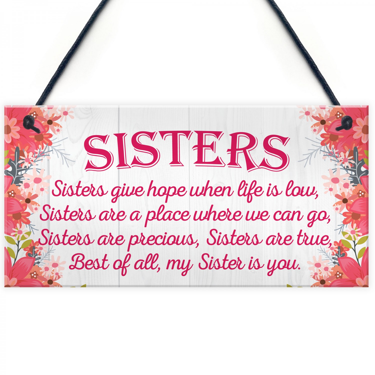 Sister Is You Friendship Best Sister Love Heart Hanging Plaque