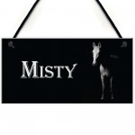 Personalised White Horse Pony Stable Name Plate Hanging Plaque