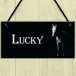 Personalised White Horse Pony Stable Name Plate Hanging Plaque