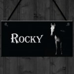 Personalised White Horse Pony Stable Name Plate Hanging Plaque