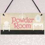 Powder Room Vintage Shabby French Chic Bathroom Hanging Plaque