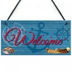 Welcome Nautical Seaside Marine Themed Home Gift Hanging Plaque 