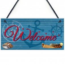 Welcome Nautical Seaside Marine Themed Home Gift Hanging Plaque 