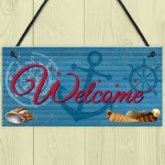 Welcome Nautical Seaside Marine Themed Home Gift Hanging Plaque 