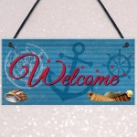 Welcome Nautical Seaside Marine Themed Home Gift Hanging Plaque 