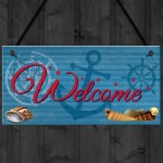 Welcome Nautical Seaside Marine Themed Home Gift Hanging Plaque 