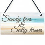 Sandy Toes & Salty Kisses Nautical Seaside Theme Hanging Plaque