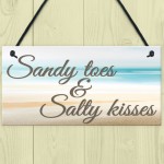 Sandy Toes & Salty Kisses Nautical Seaside Theme Hanging Plaque