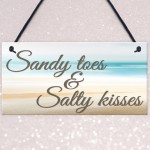 Sandy Toes & Salty Kisses Nautical Seaside Theme Hanging Plaque