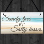 Sandy Toes & Salty Kisses Nautical Seaside Theme Hanging Plaque