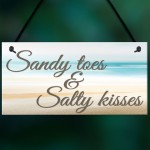 Sandy Toes & Salty Kisses Nautical Seaside Theme Hanging Plaque