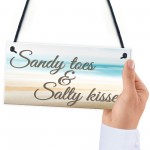 Sandy Toes & Salty Kisses Nautical Seaside Theme Hanging Plaque