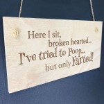 Funny Joke Engraved Wooden Toilet Bathroom Wall Sign Plaque