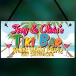 Personalised Tiki Bar Beach Cocktails Alcohol Hanging Plaque