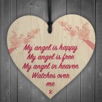 Angel In Heaven Memorial Bereavement Wood Heart Hanging Plaque