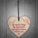 Angel In Heaven Memorial Bereavement Wood Heart Hanging Plaque