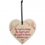 Angel In Heaven Memorial Bereavement Wood Heart Hanging Plaque