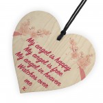 Angel In Heaven Memorial Bereavement Wood Heart Hanging Plaque