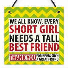 Every Short Girl Needs a Tall Best Friend Hanging Sign Gift