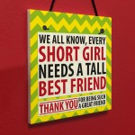 Every Short Girl Needs a Tall Best Friend Hanging Sign Gift