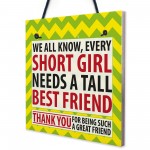 Every Short Girl Needs a Tall Best Friend Hanging Sign Gift