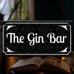 Vintage The Gin Bar Wall Plaque Home Bar Gift Man Cave Signs