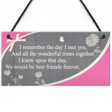 Friendship Sign Wood Hanging Heart Best Friend Plaque Thank You
