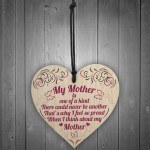 My Mother Is One Of A Kind Hanging Wooden Heart Decoration Gift
