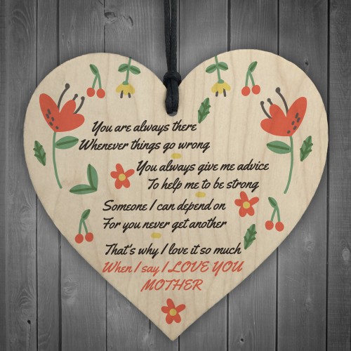 I Love You Mother Hanging Heart Sign Mothers Day Gifts