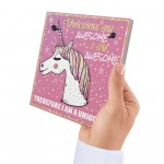 Unicorns Are Awesome I Am Awesome Hanging Sign Art Girls Gifts