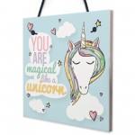 Magical Like A Unicorn Hanging Wall Bedroom Plaque Sign Gift