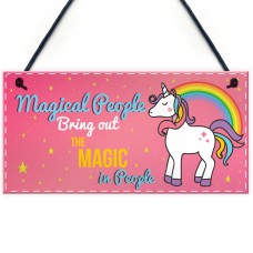 Magical People Unicorn Wall Pink Plaque Sign Gifts For Girls