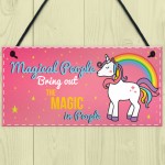 Magical People Unicorn Wall Pink Plaque Sign Gifts For Girls