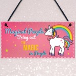 Magical People Unicorn Wall Pink Plaque Sign Gifts For Girls