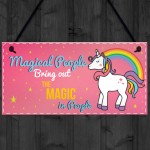 Magical People Unicorn Wall Pink Plaque Sign Gifts For Girls