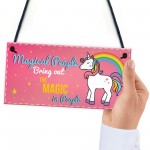 Magical People Unicorn Wall Pink Plaque Sign Gifts For Girls