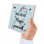 Believe In Magic and Yourself Unicorn Wall Plaque Sign 