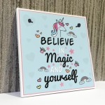 Believe In Magic and Yourself Unicorn Wall Plaque Sign 