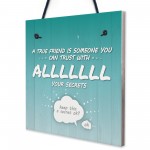 Trust With All Your Secrets Hanging Plaque Friendship Sign Gifts