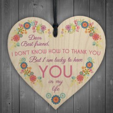 Dear Bestfriend Wooden Hanging Heart Friendship Sign Plaque Gift