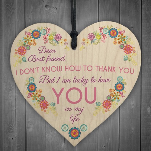 Dear Bestfriend Wooden Hanging Heart Friendship Sign Plaque Gift