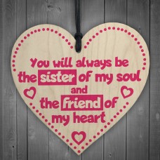 Friend Of My Heart Wooden Hanging Heart Friendship Sign Gift