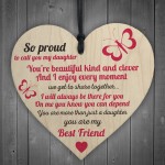 Proud Of My Daughter Wooden Hanging Heart Sign Love Gift