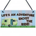 Lifes An Adventure Caravan Hanging Plaque Holiday Sign Chic Gift