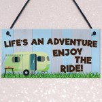 Lifes An Adventure Caravan Hanging Plaque Holiday Sign Chic Gift