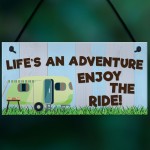 Lifes An Adventure Caravan Hanging Plaque Holiday Sign Chic Gift