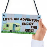 Lifes An Adventure Caravan Hanging Plaque Holiday Sign Chic Gift