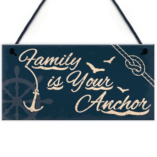 Seaside Family Is Your Anchor Shabby Hanging Plaque Decor Gifts