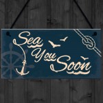 Seaside Sea You Soon Nautical Hanging Plaque Bathroom Decor Gift