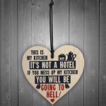 Vintage This Is My Kitchen Funny Hanging Wooden Heart Retro Sign